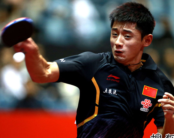 中国队完胜奥地利队，张继科带队取胜